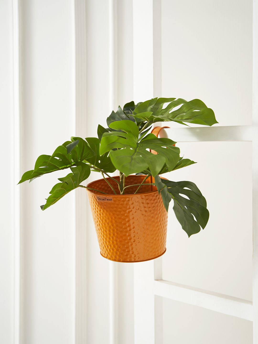 

DecorTwist Orange Metal Hanging Railing Planter