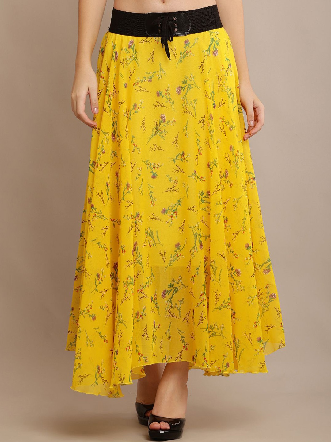

Raabta Fashion Floral Printed Flared Maxi Skirt, Yellow