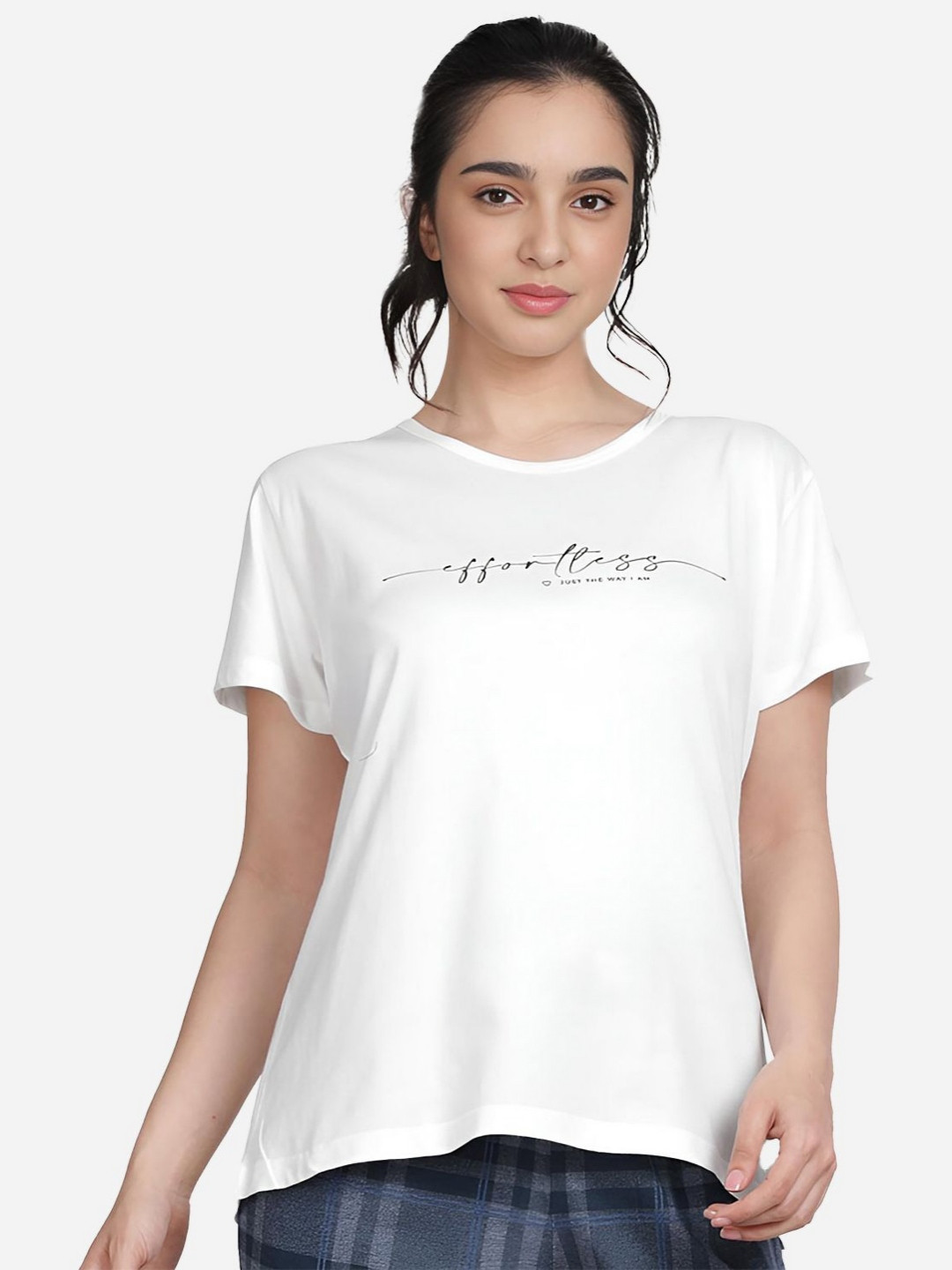 

shyaway Women Typography Printed Round Neck Cotton T-Shirt, White