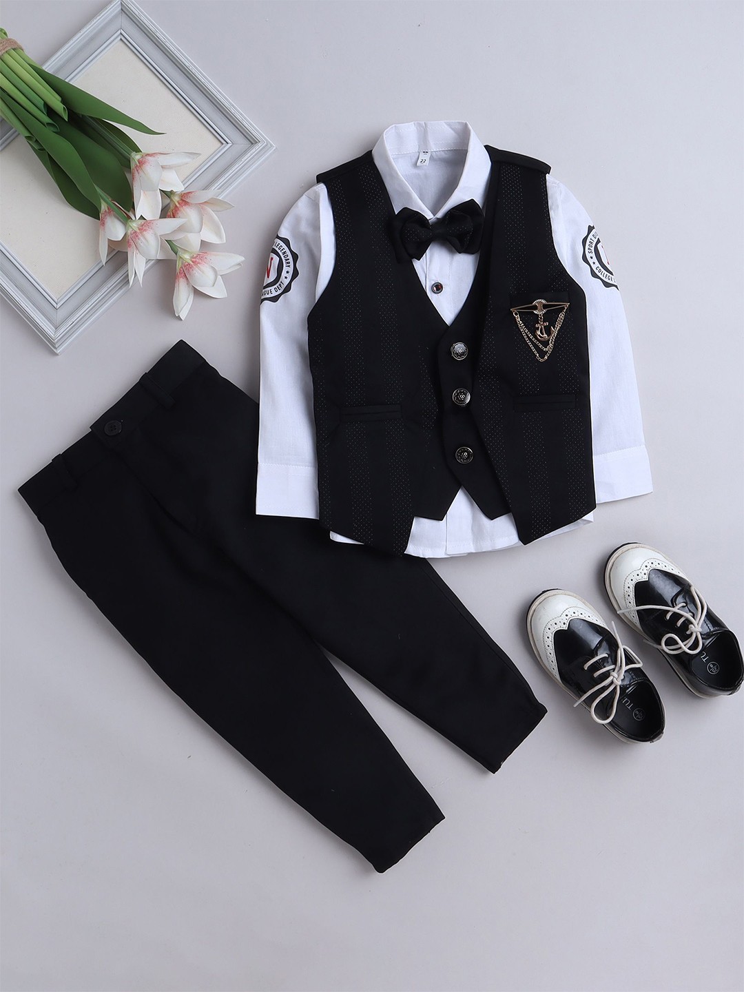 

BAESD Boys 3 Pieces Single-Breasted Suits, Black