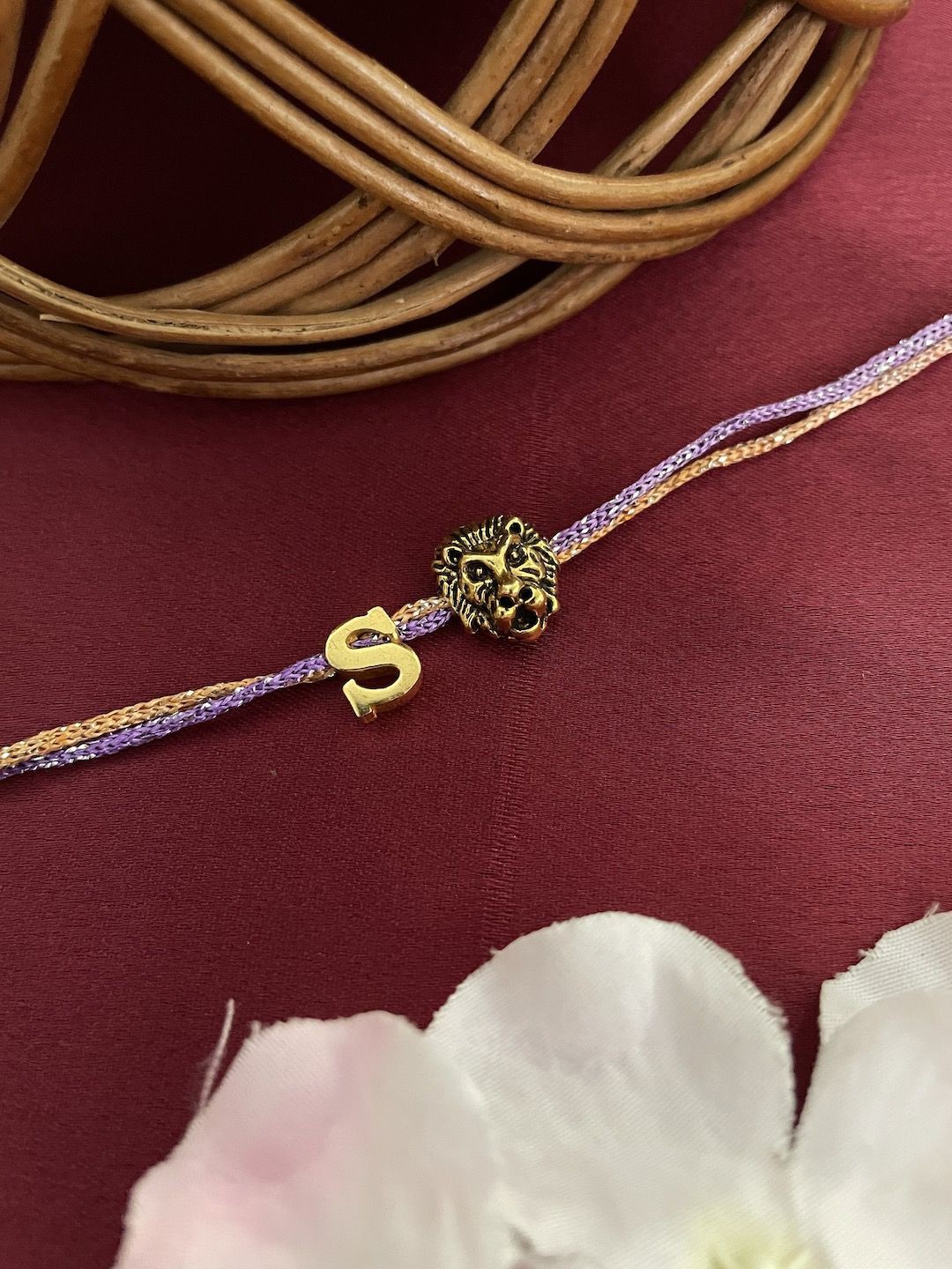 

Digital Dress Room S Initial Lion Charm Thread Rakhi, Gold