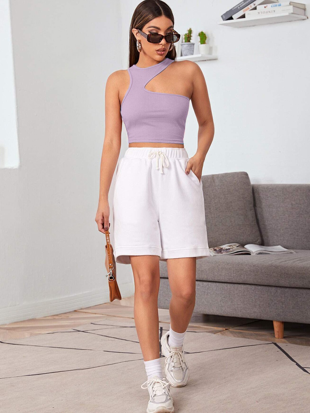 

Tivante Cotton Tank Crop Top, Lavender