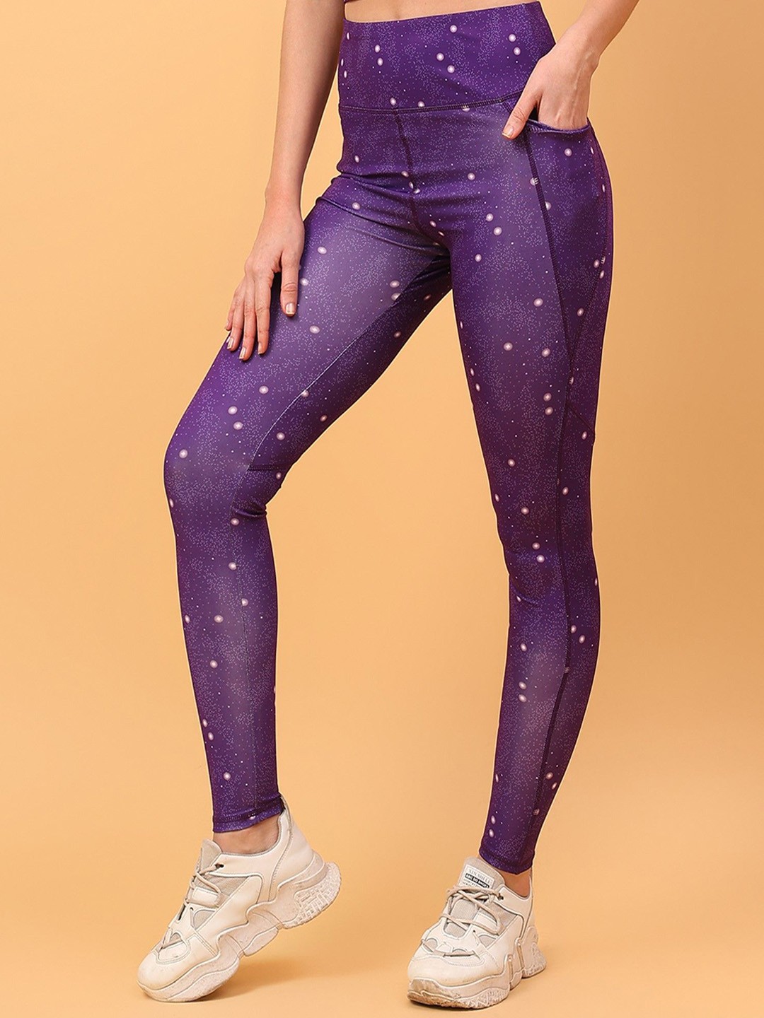 

COSVOS Women High Waist Rapid Dry Gym Tights, Purple