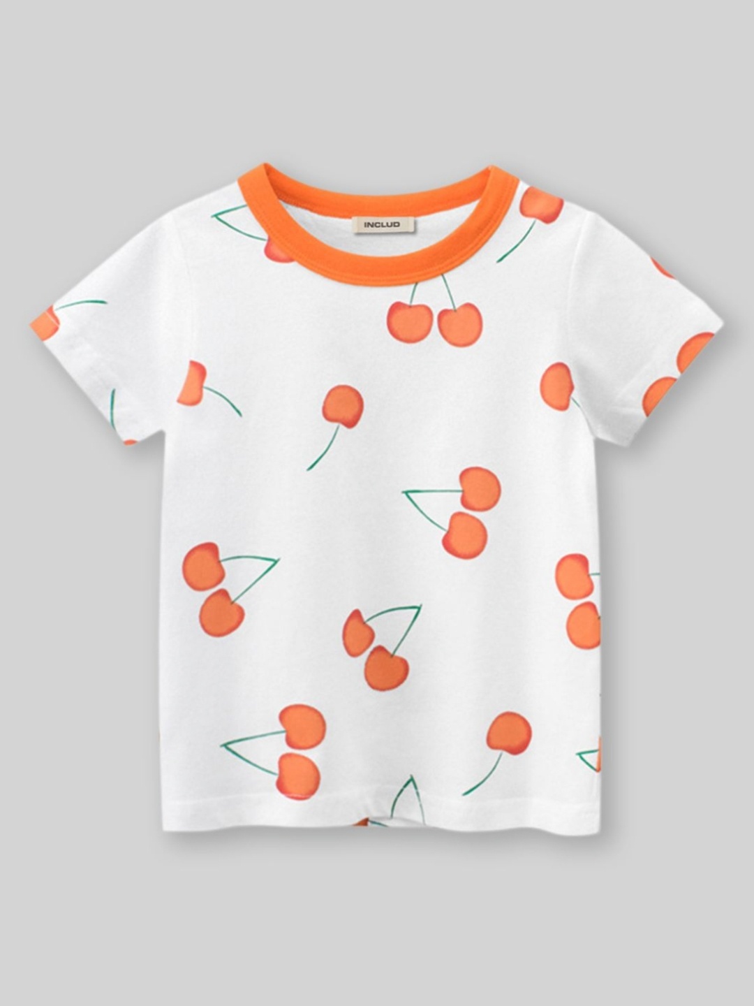 

INCLUD Girls Conversational Printed Round Neck Cotton T-Shirt, Beige