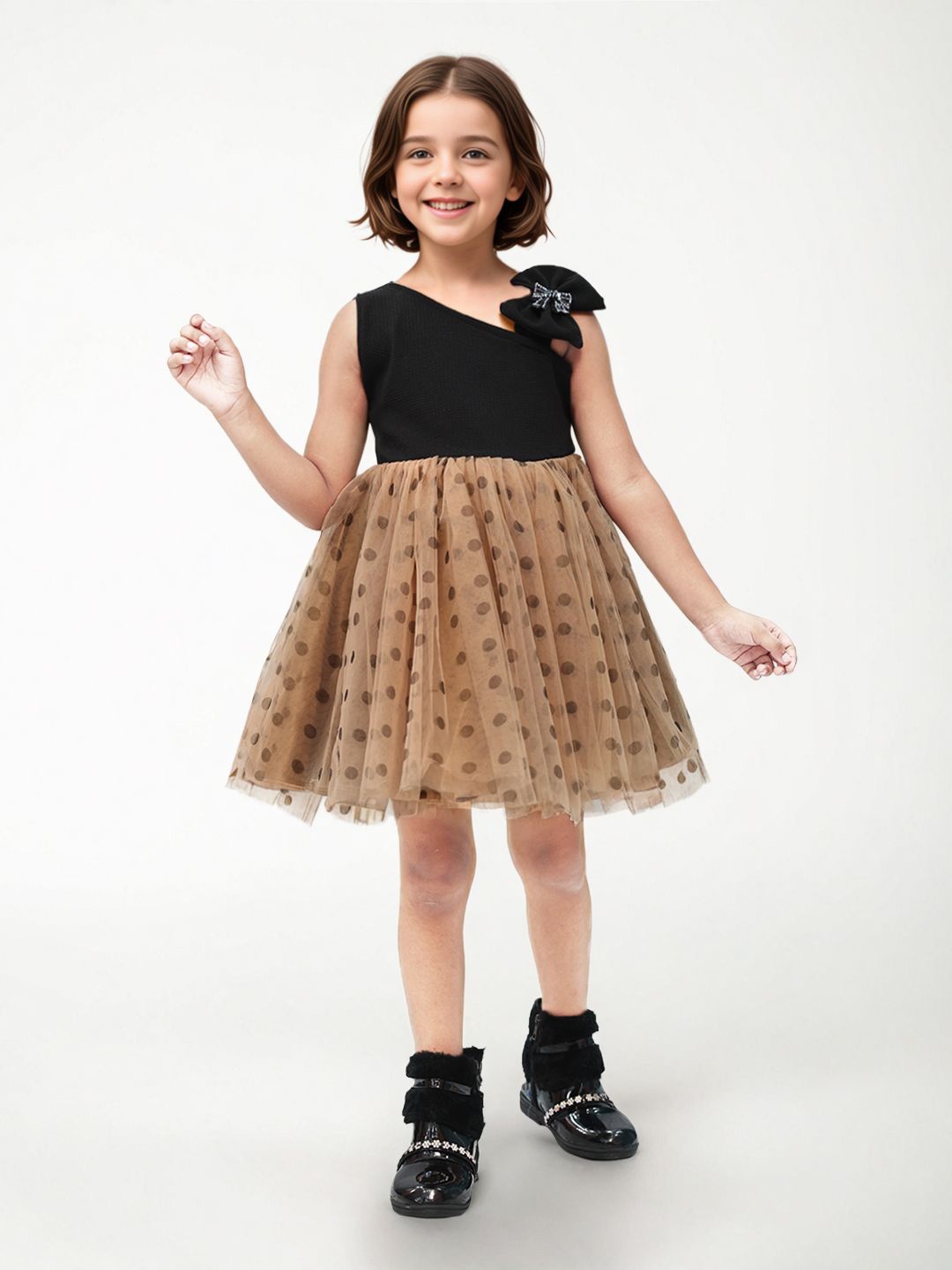 

Toonyport Girls Net Fit & Flare Mini Dress, Black
