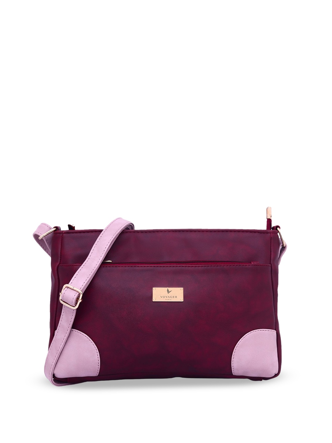 

VOYAGER PARIS Michel Colourblocked Structured Sling Bag, Maroon