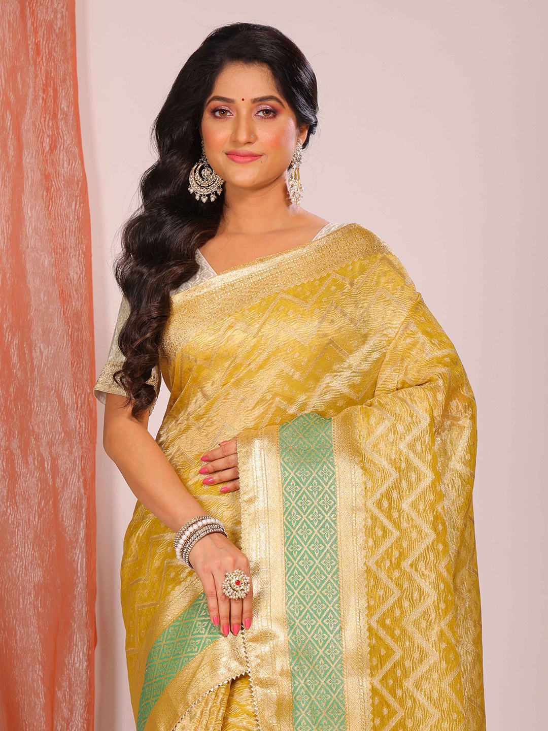 

Morchari Zari Tissue Saree, Yellow