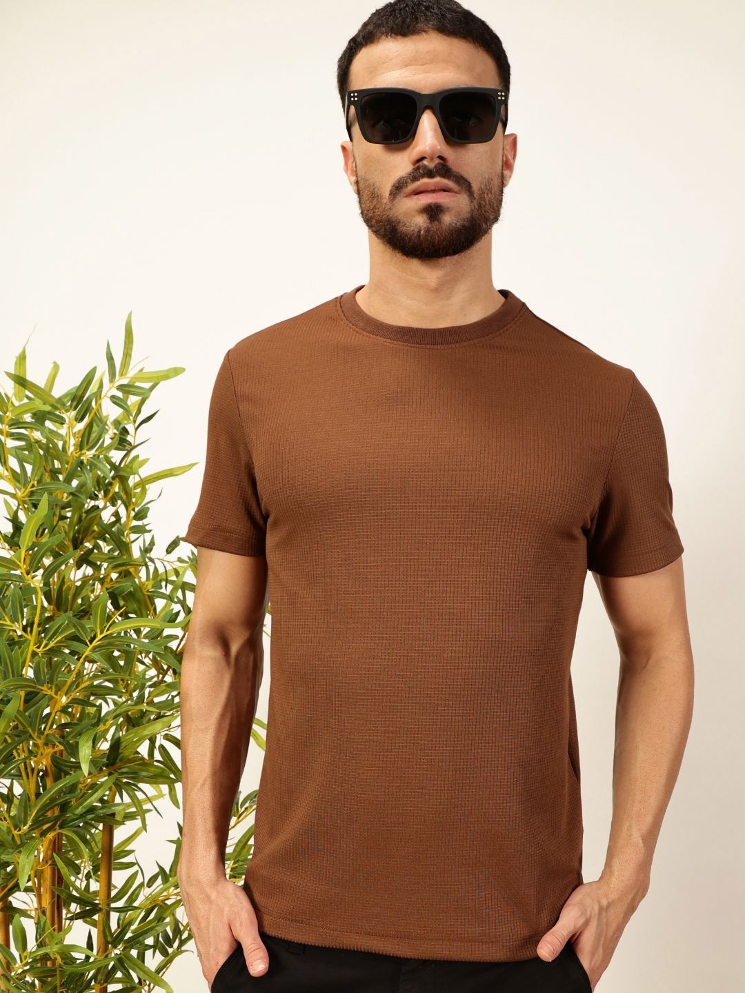 

Thomas Scott Men Anti Odour Solid Round Neck T-Shirt, Coffee brown