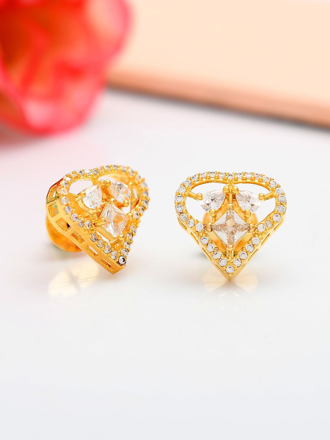 

Voylla Gold Plated American Diamond Contemporary Sparkling Elegance Studs