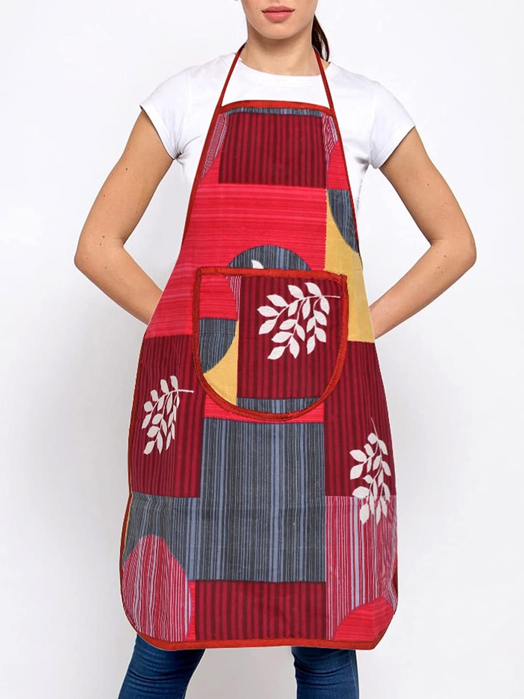 

Kuber Industries Unisex Maroon & Grey 2 Pieces Printed Cotton Apron
