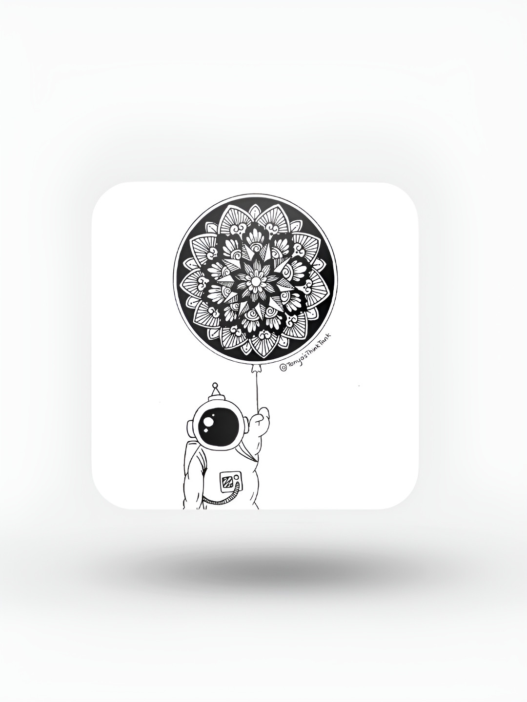 

macmerise White & Black Printed Square Wooden Coaster