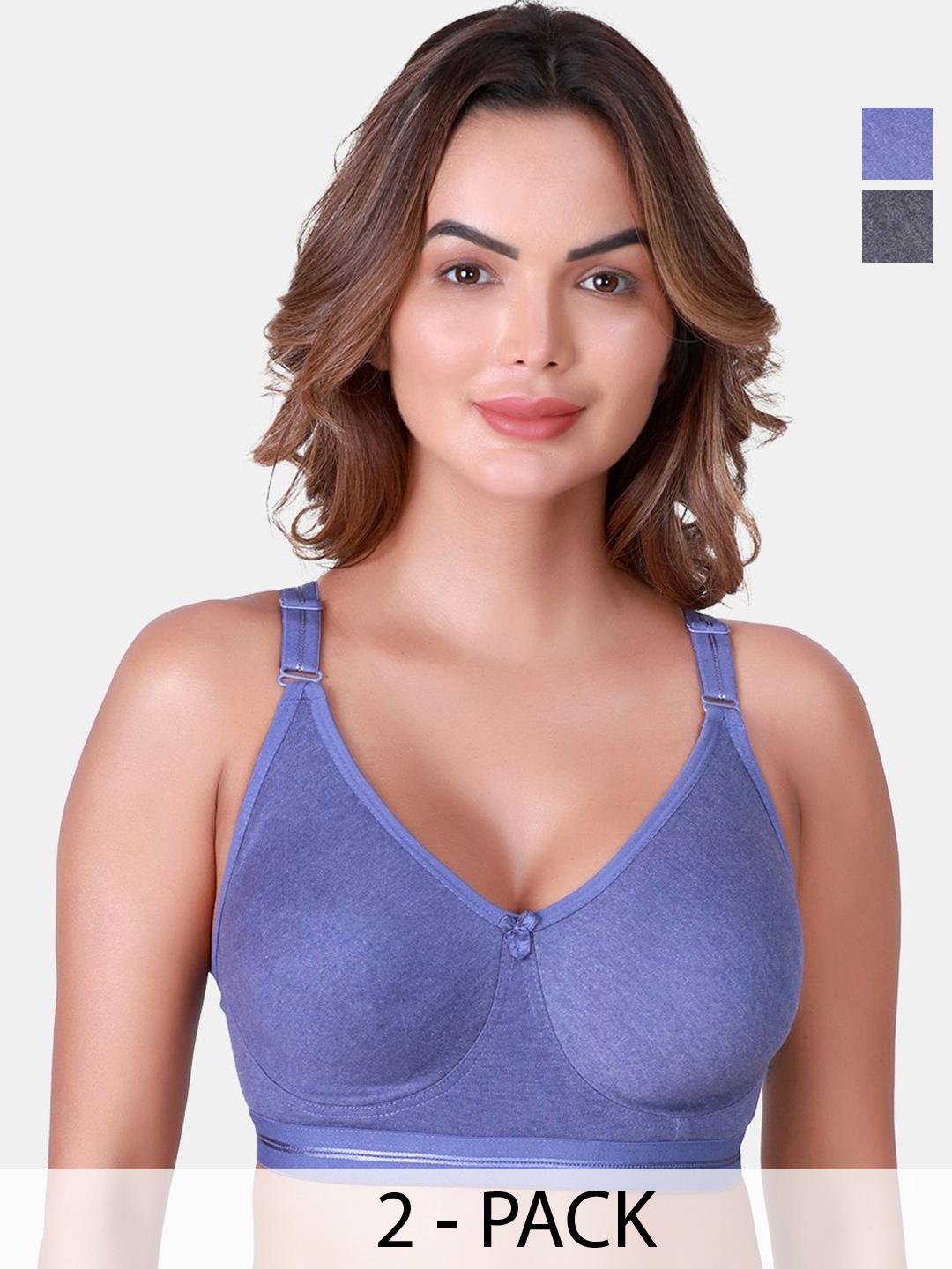 

SKDREAMS Pack Of 2 Women Full Coverage Bra, Grey