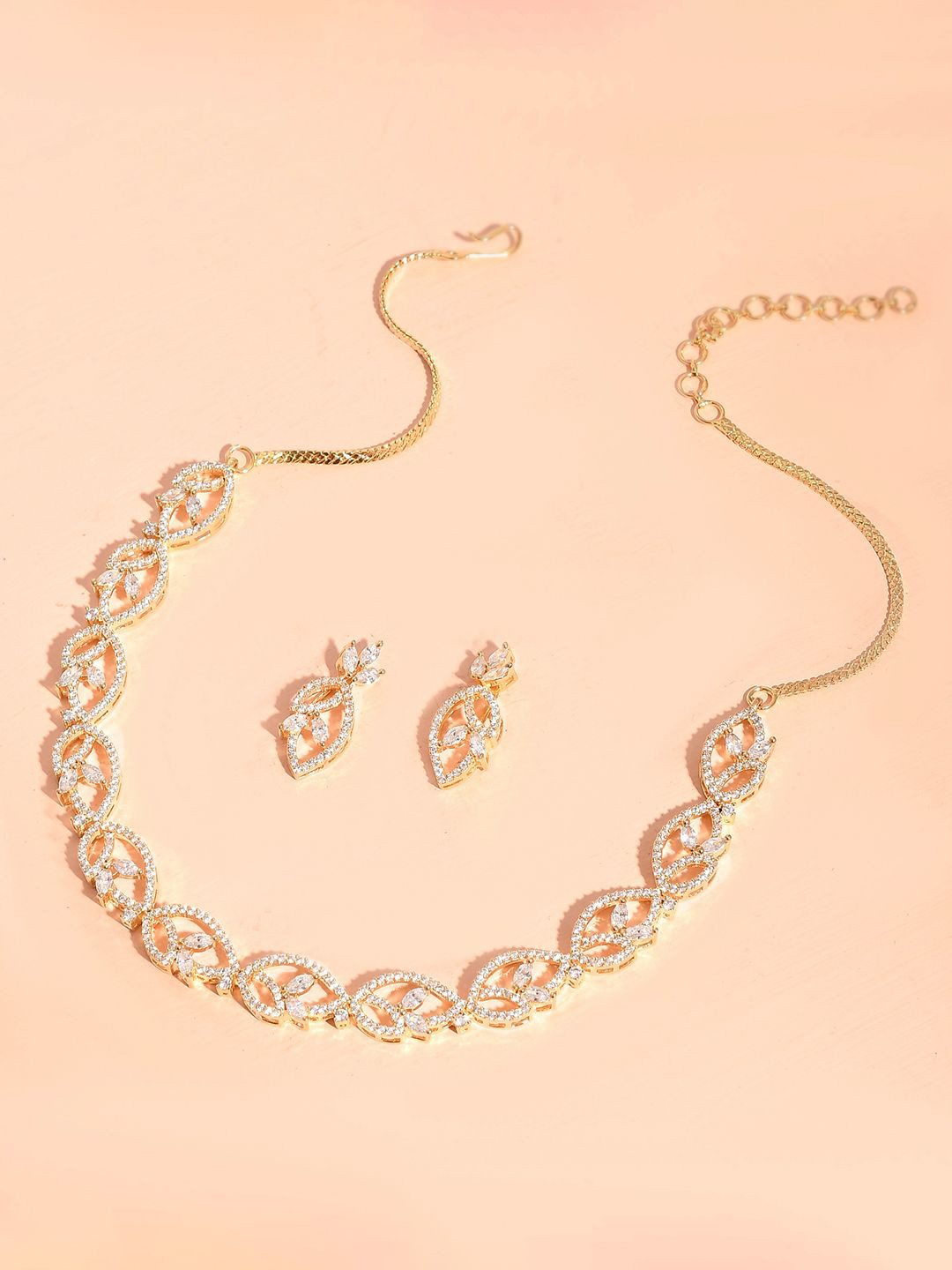 

Voylla Gold-Plated Radiant Loops American Diamond-Studded Jewellery Set