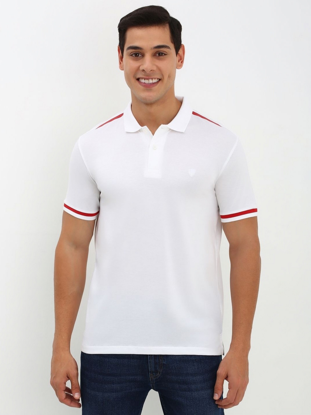 

Allen Solly Men Solid Polo Collar Cotton T-Shirt, White