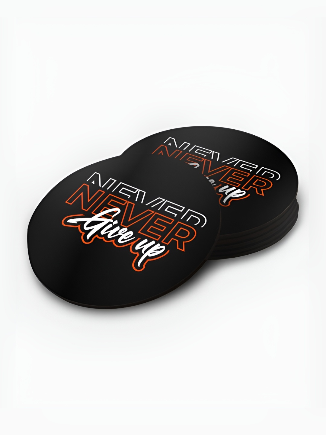 

macmerise Black & Red 6 Pieces Printed Wooden Round Coasters