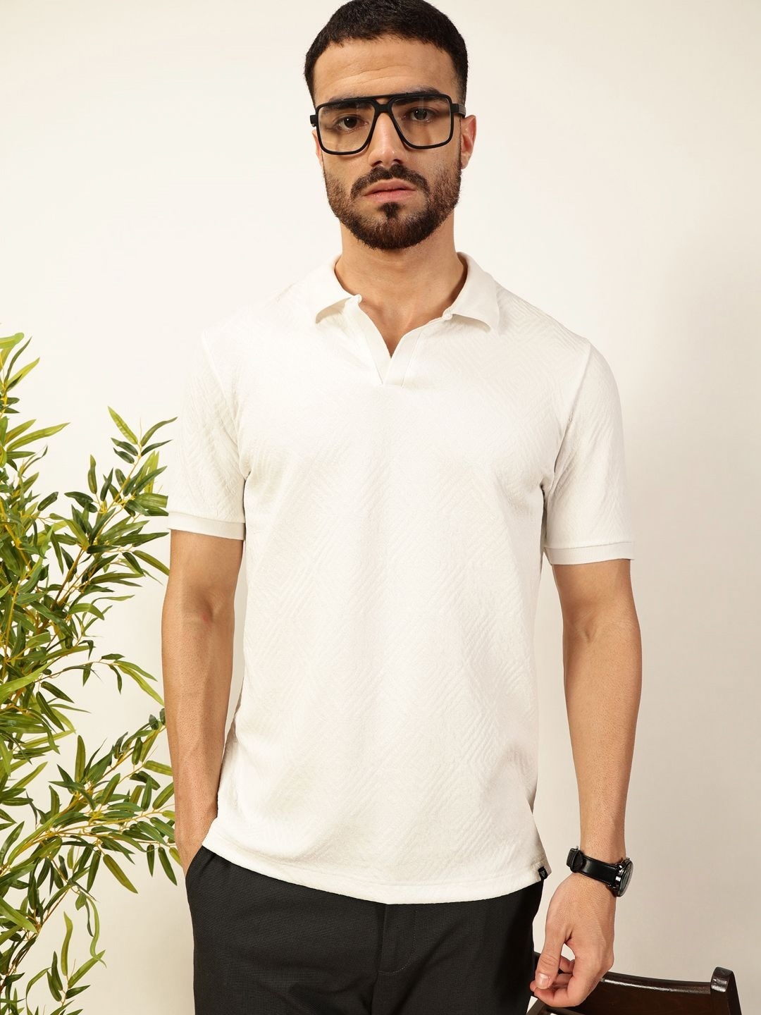 

Thomas Scott Men Anti Odour Solid Polo Collar T-shirt, Off white