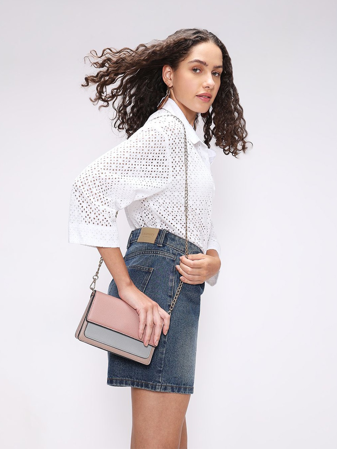 

Vero Moda Women Spread Collar Solid Crochet Cotton Casual Shirt, White