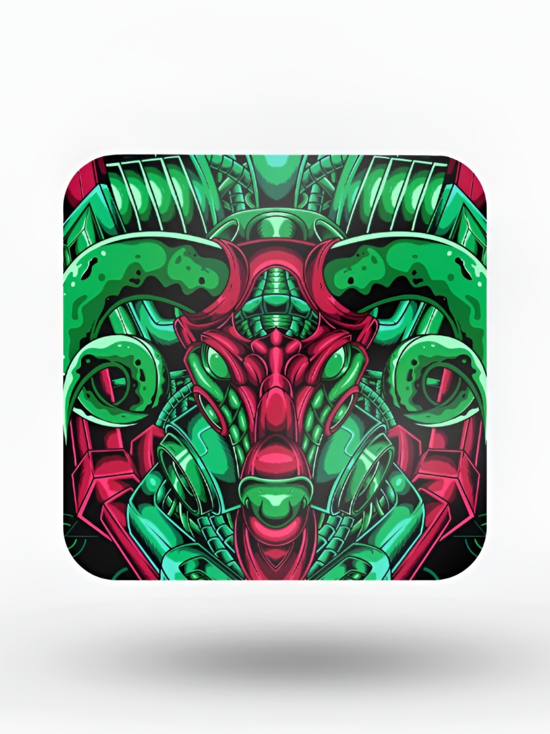 

macmerise Green & Red Printed Wooden Square Coaster