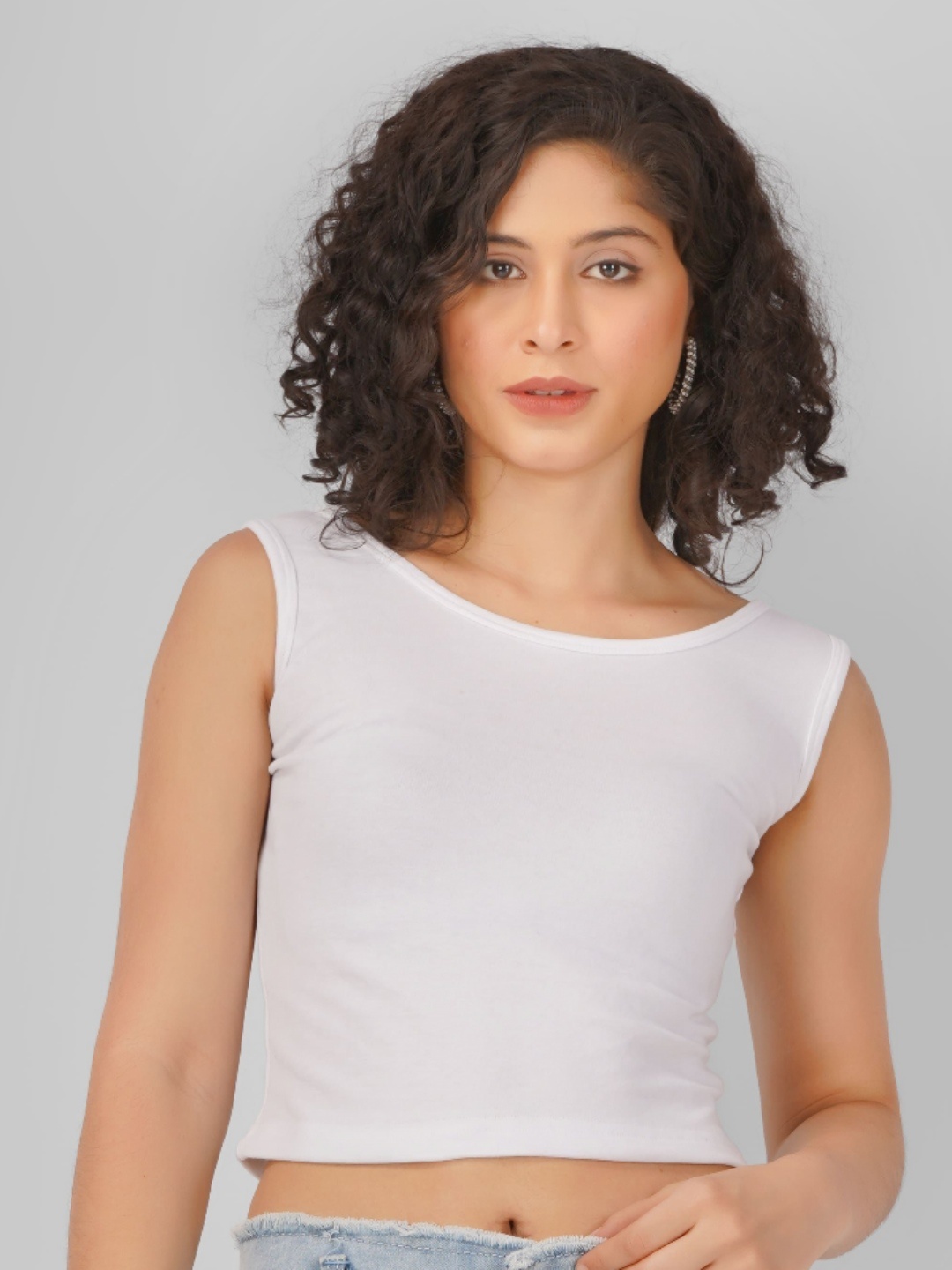 

MIMID Women Solid Round Neck Cotton Slim Fit T-Shirt, White