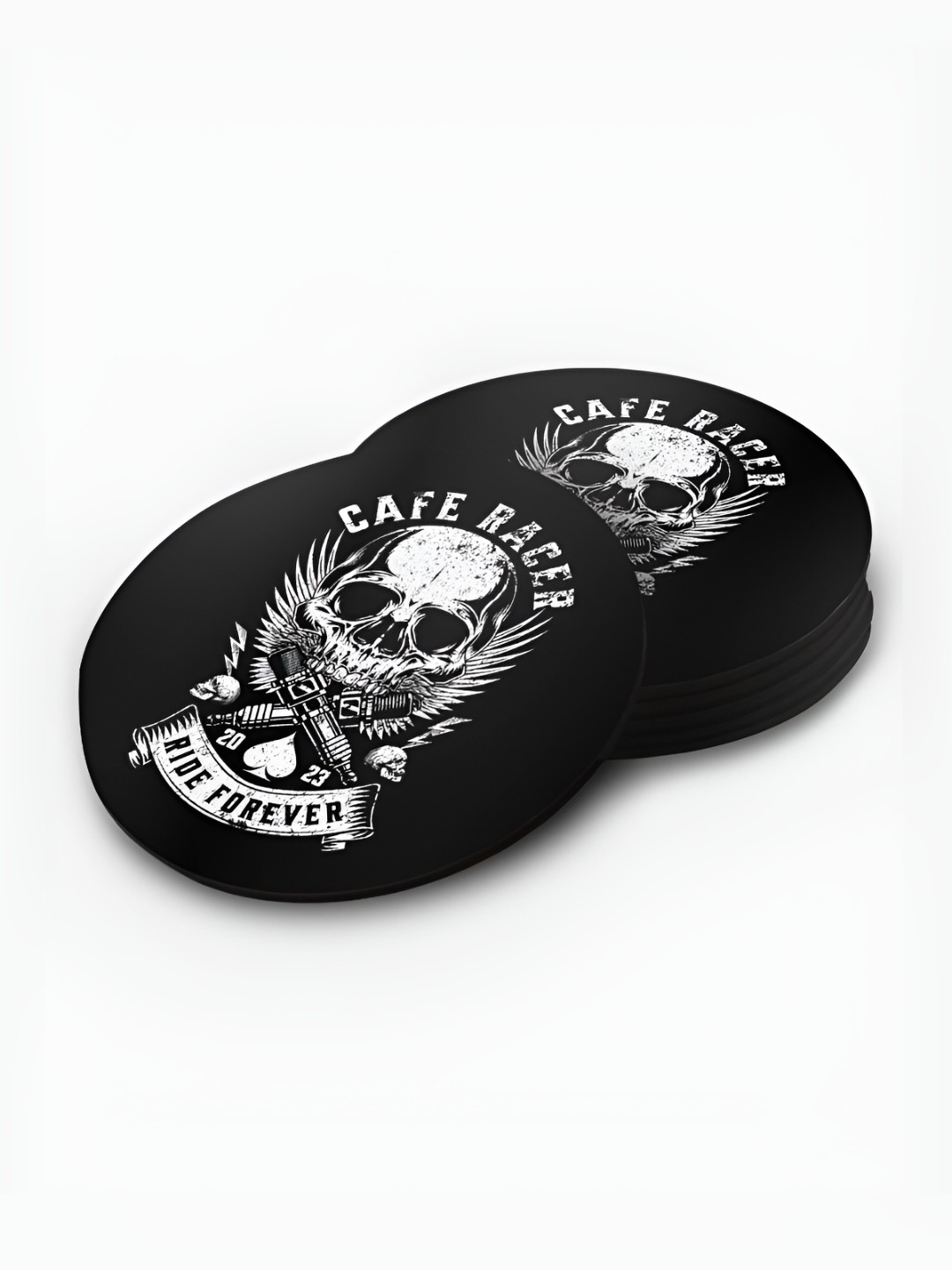 

macmerise Black & White 6 Pieces Printed Wooden Coasters
