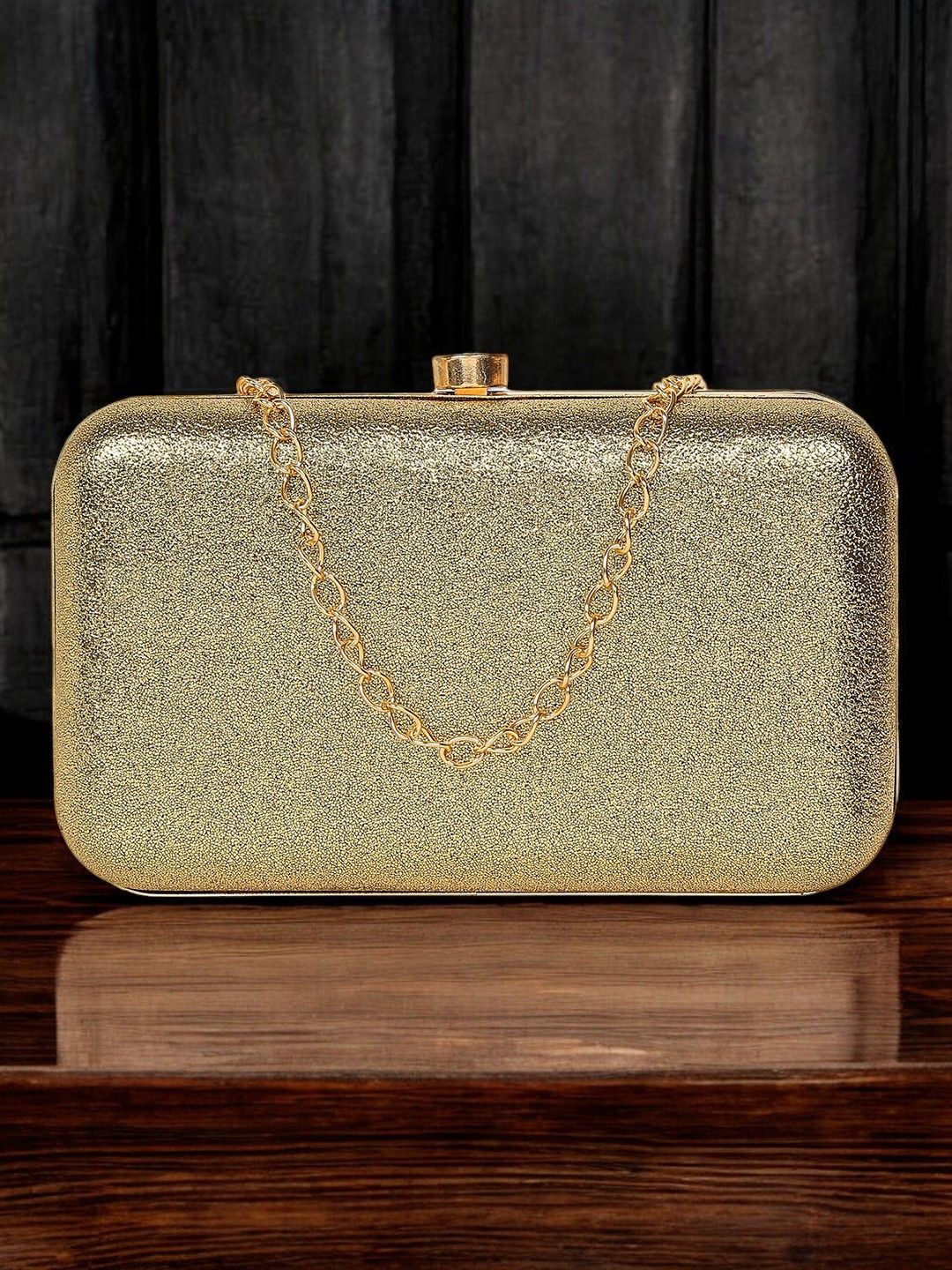 

CRUSSET Embellished Box Clutch, Gold