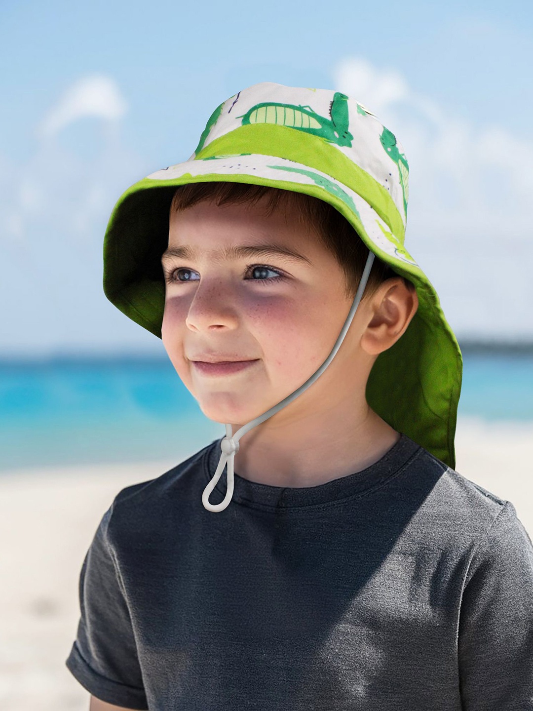 

JENNA Boys Printed Bucket Hat, Green