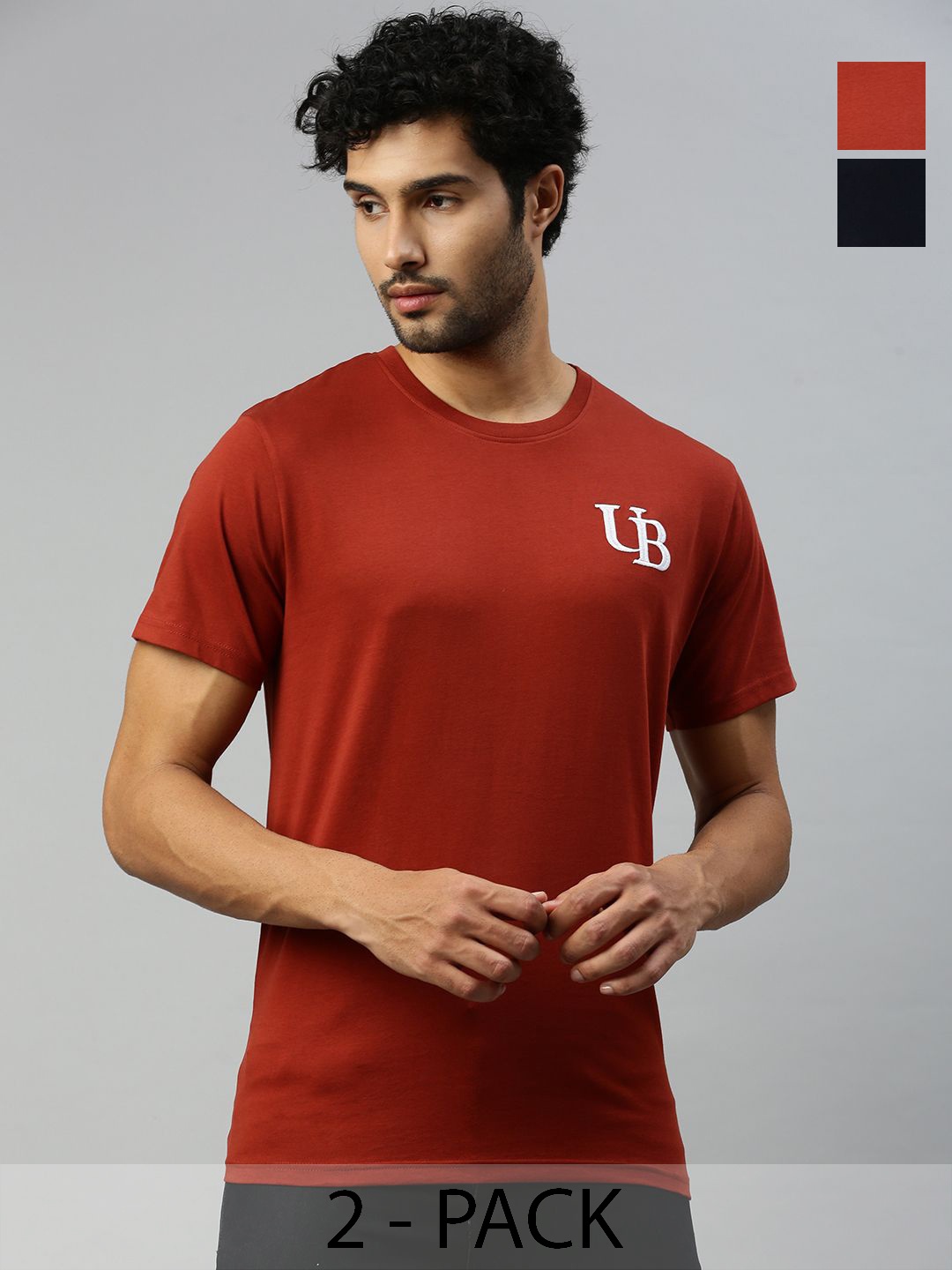 

Ramraj Men Pack Of 2 Typography Printed Round Neck Cotton T-Shirts, Maroon