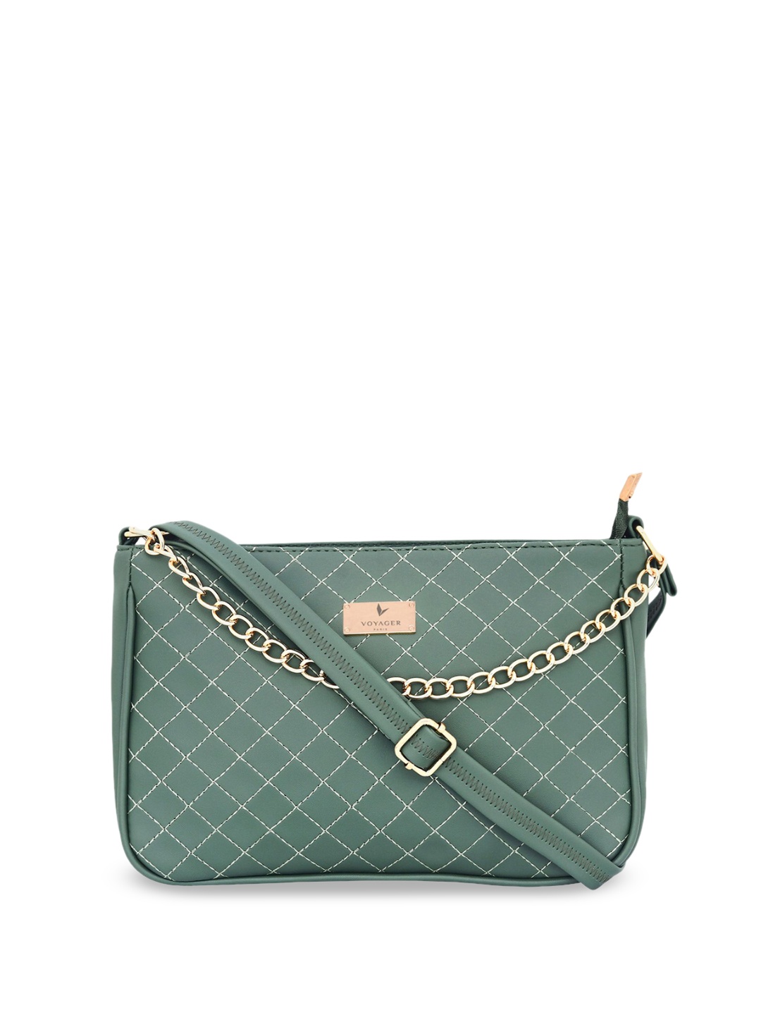 

VOYAGER PARIS Juliette Geometric Textured Structured Sling Bag, Green