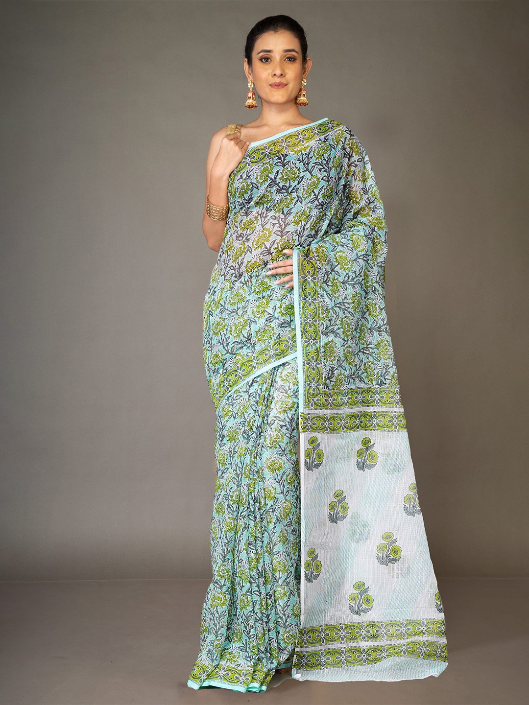 

Unnati Silks Floral Handloom Kota Saree, Green