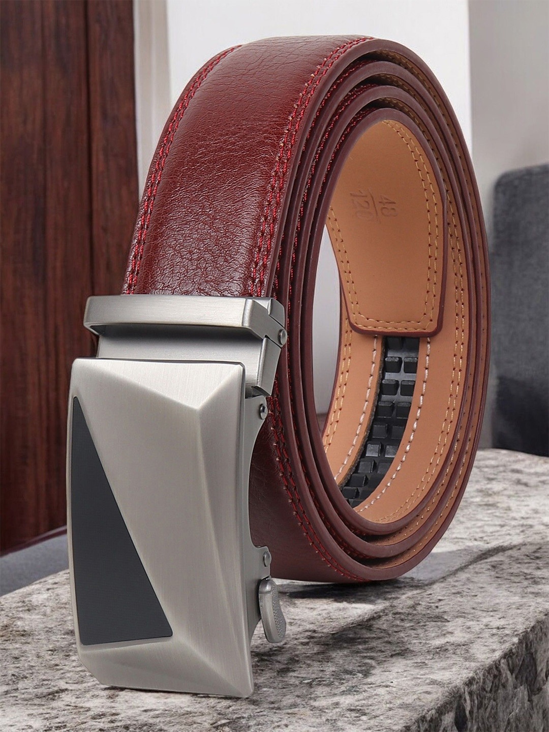 

ZORO Men Leather Formal Belt, Red
