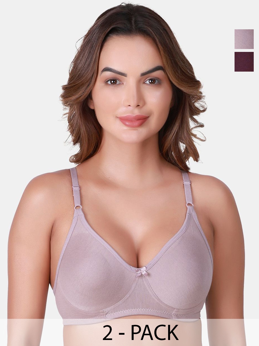 

SKDREAMS Pack Of 2 Women Medium Coverage T-shirt Bra, Purple