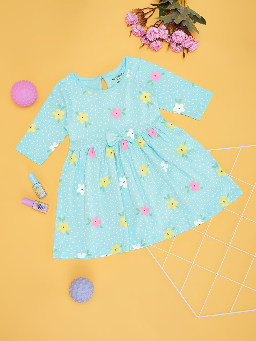 

Pantaloons Baby Girls Floral Printed Fit & Flare Dress, Blue