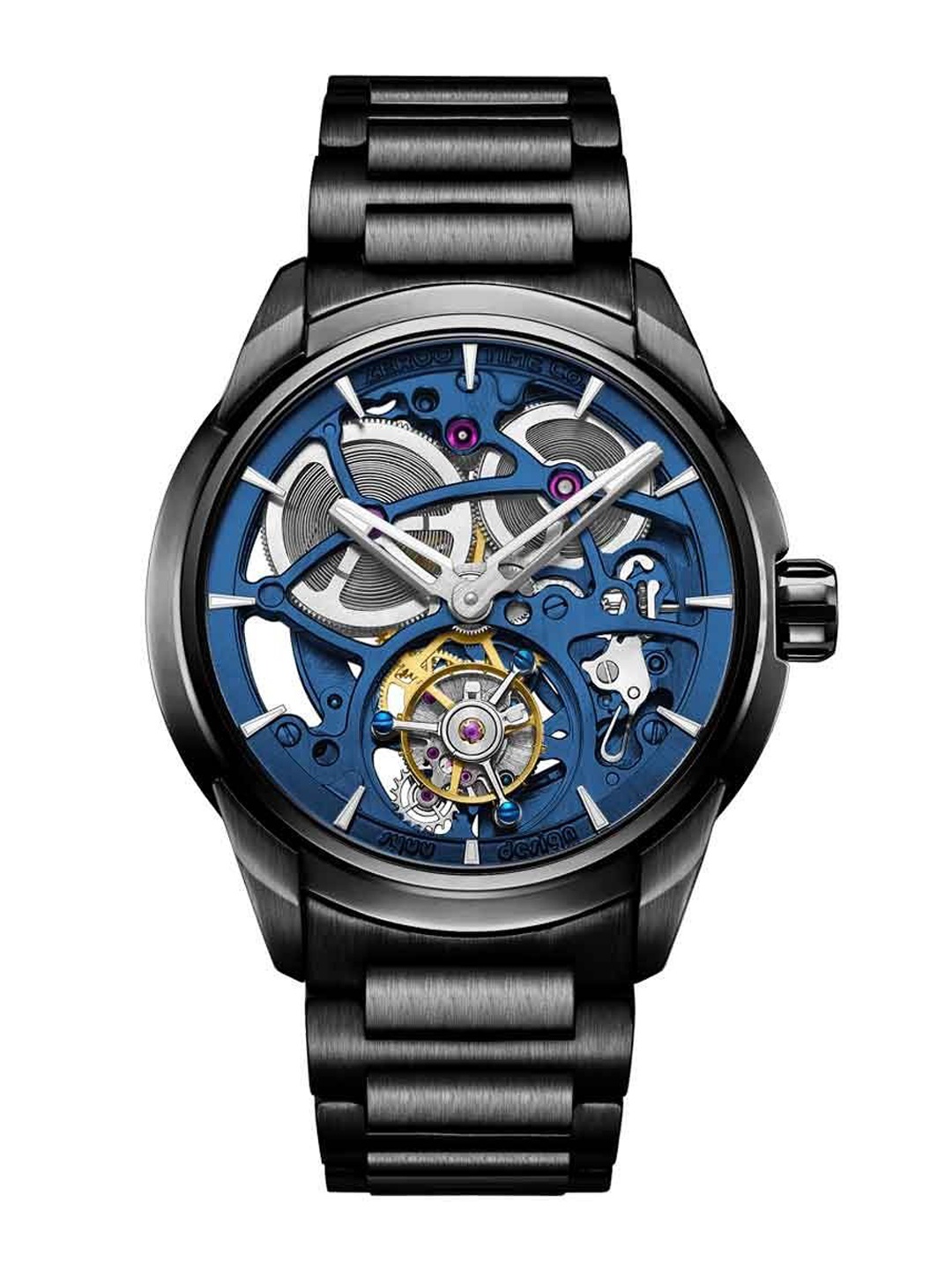 

ZEROO Unisex Printed Dial & Stainless Steel Straps Analogue Automatic Watch ZT003BBL, Navy blue