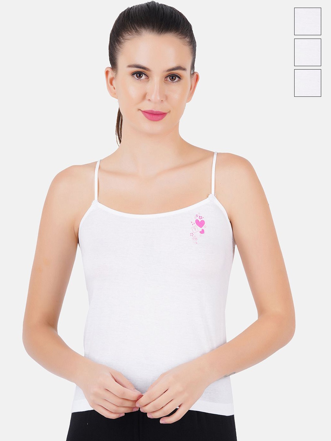 

Ramraj Pack Of 3 Shoulder Strap Camisoles R1AmokaWhite, White