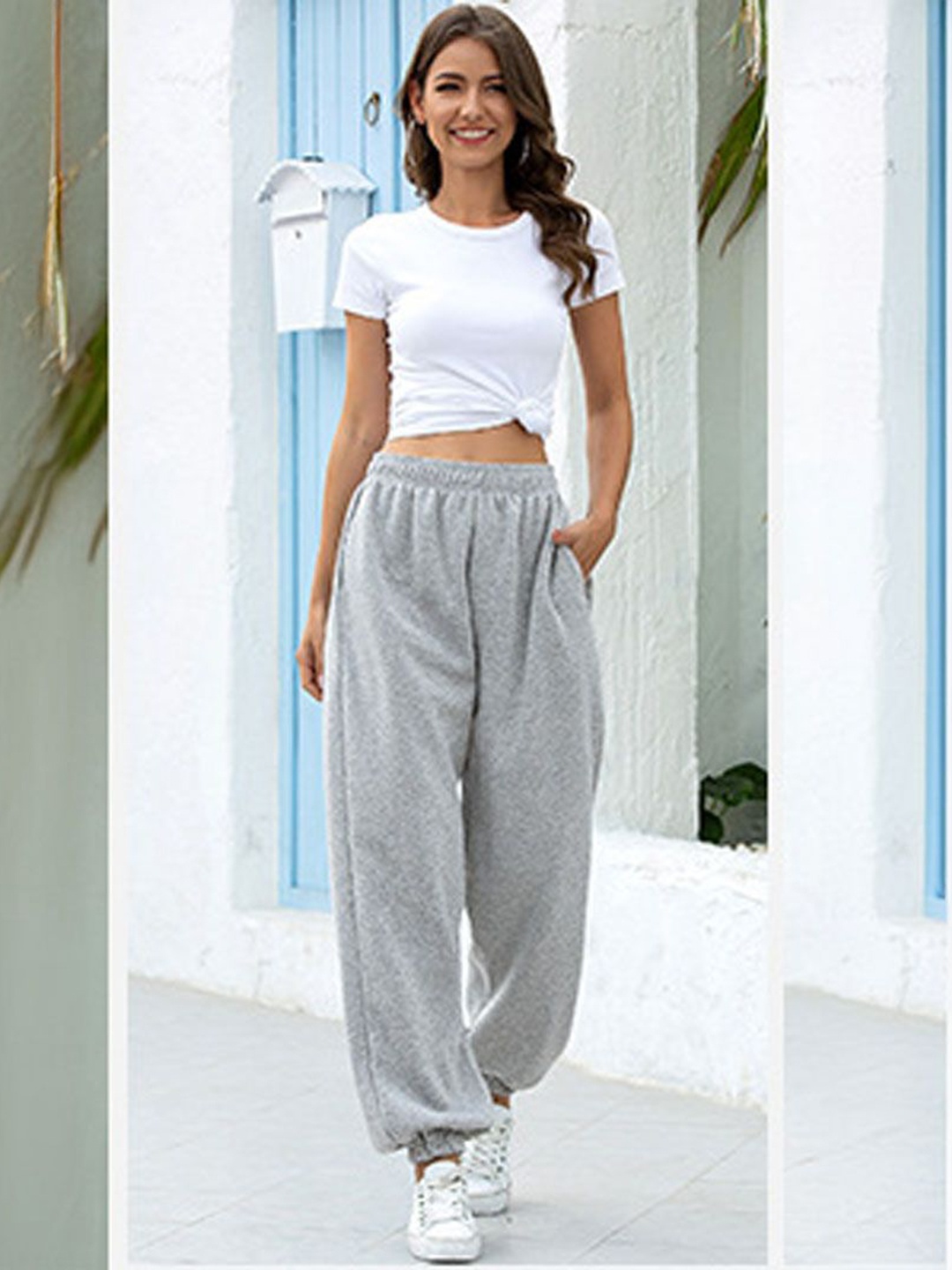 

StyleCast Women Striped Joggers Trousers, Grey