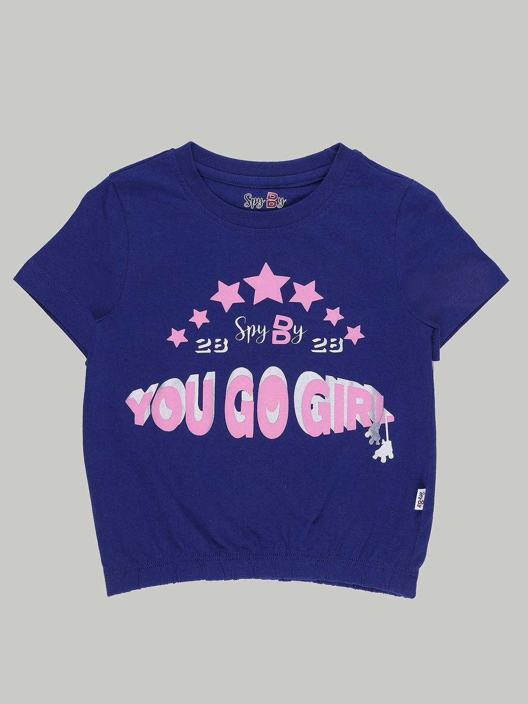 

SPYBY Print Cotton Top, Navy blue