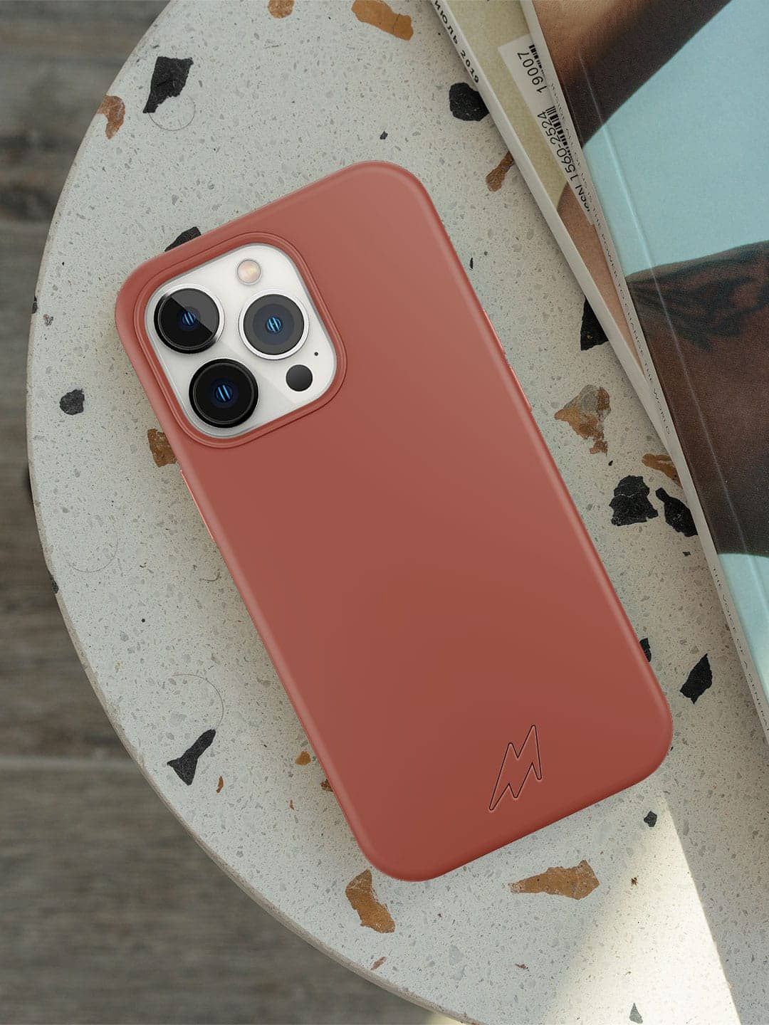 

macmerise Solid Printed iPhone 13 Pro Max Back Case Mobile Accessories, Peach