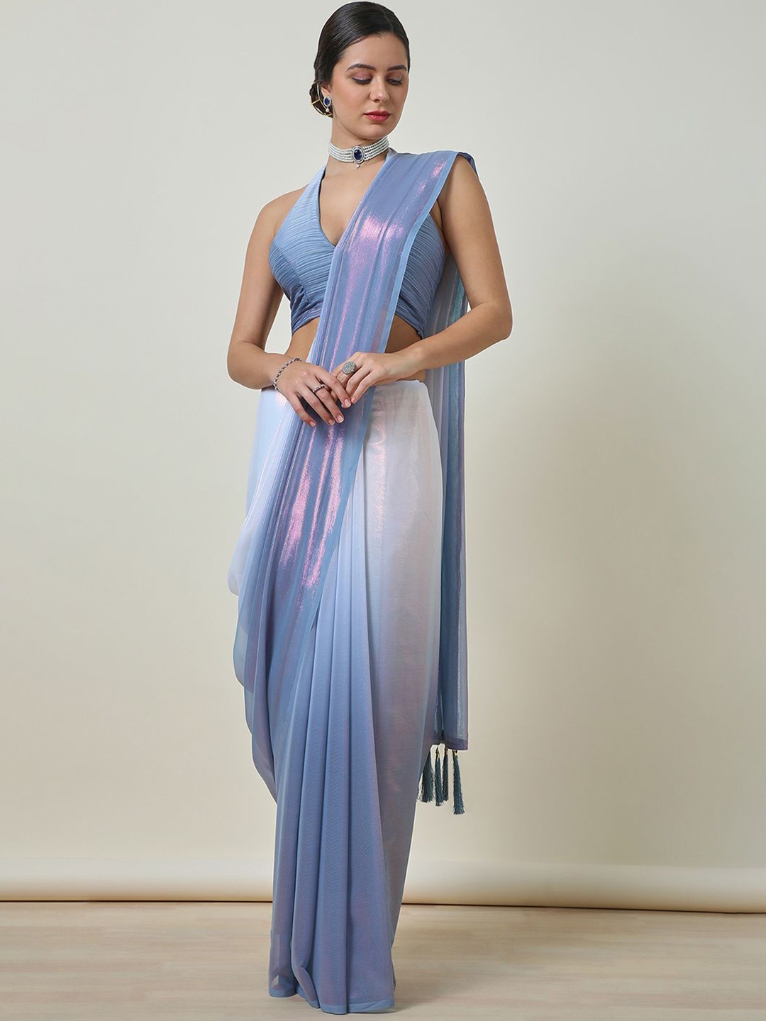 

Soch Ombre Pure Chiffon Saree, Grey