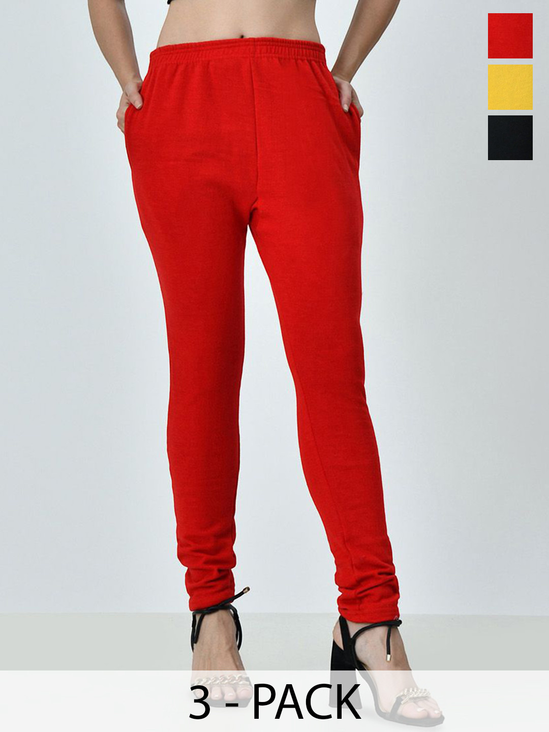 

BAESD Pack Of 3 Ankle-Length Leggings, Red