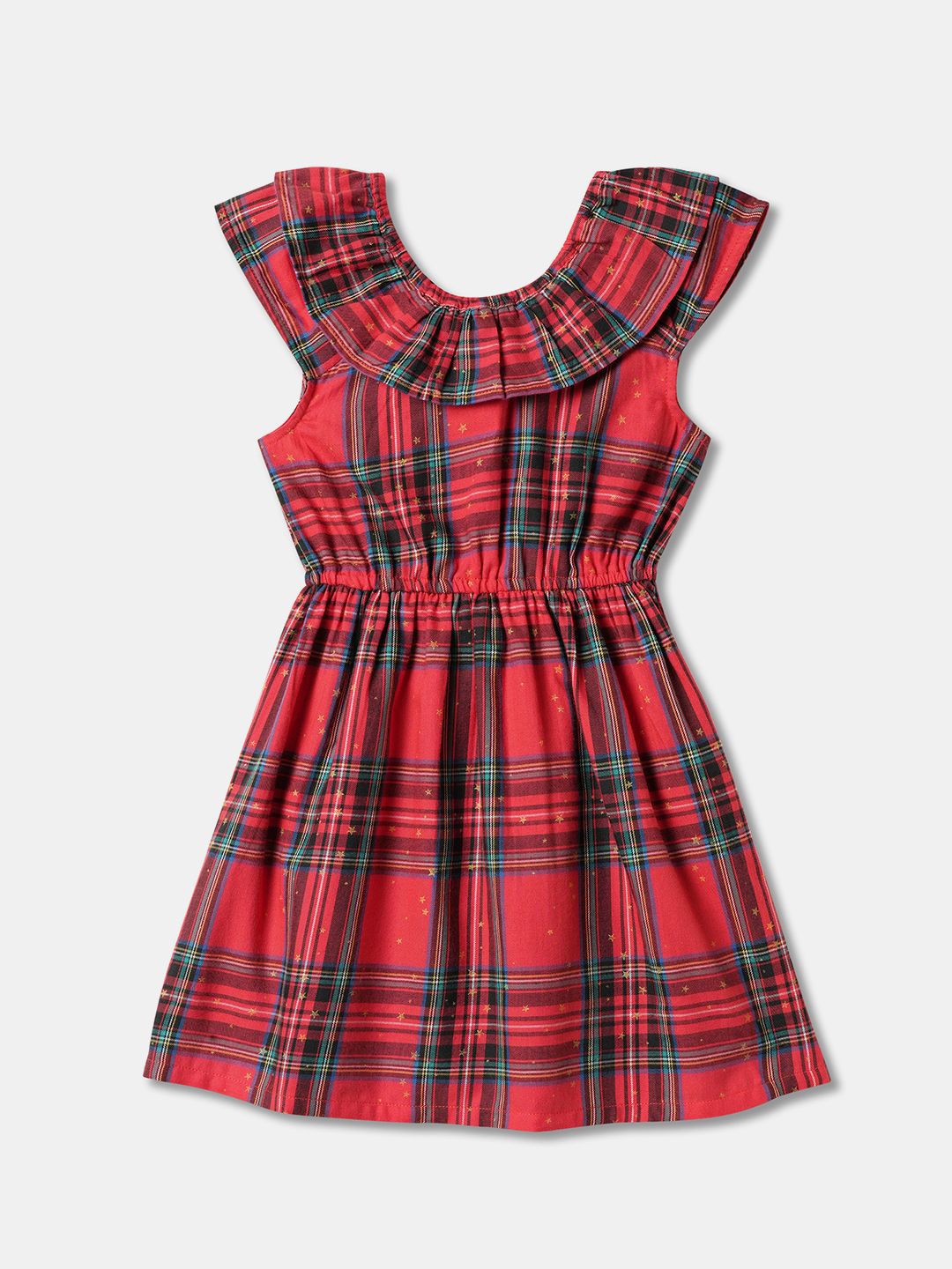 

R&B Girls Fit & Flare Checked Dress, Red