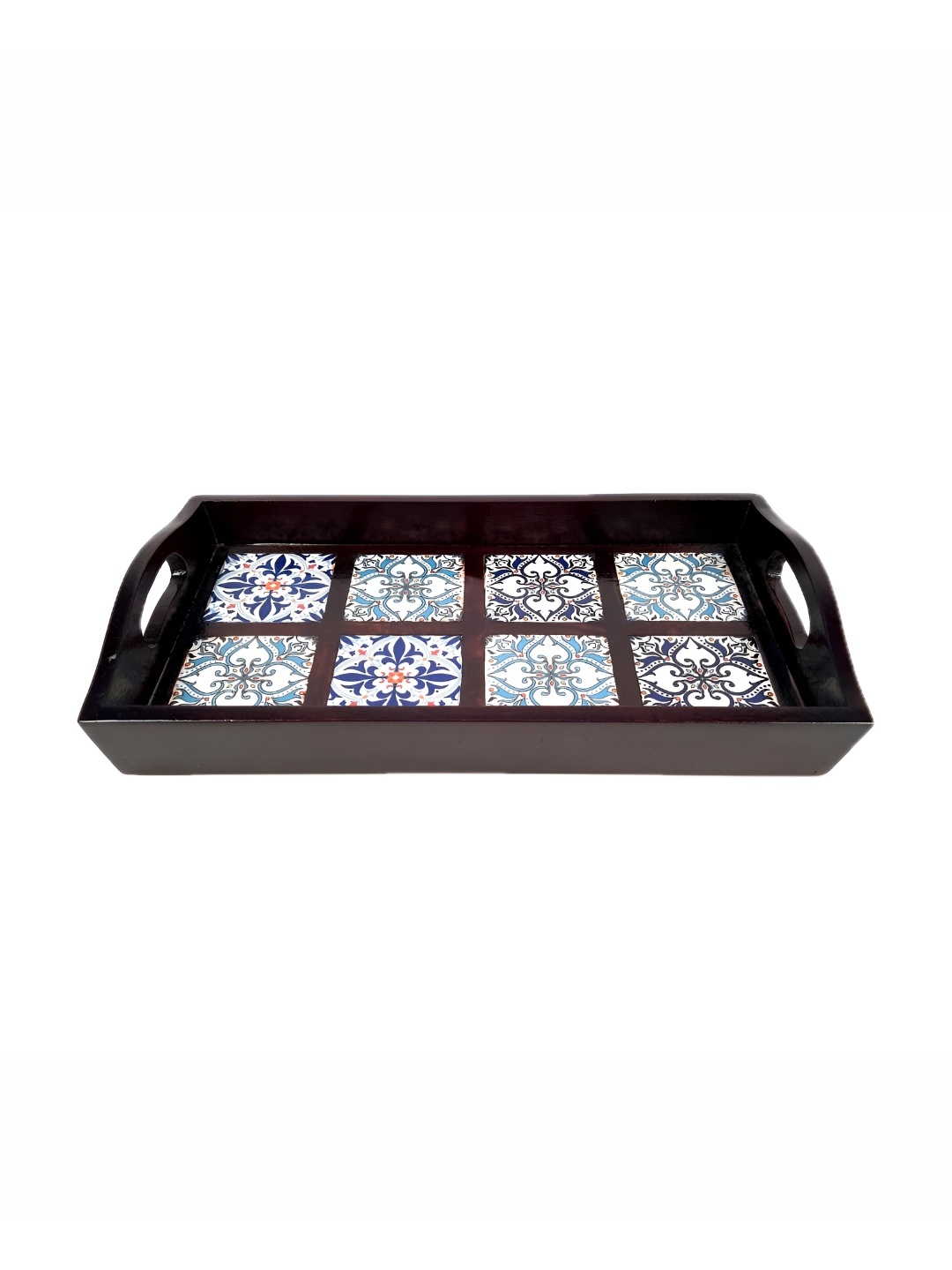 

apka mart Brown & White Printed Wooden Serving Tray