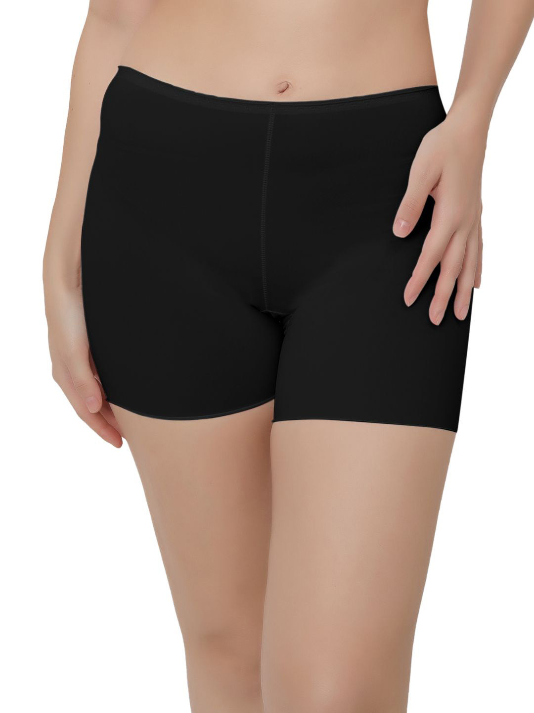 

Bella Voste Pack Of 2 Mid-Rise Boy Shorts Seamless Briefs PT-001-Black + Black-M