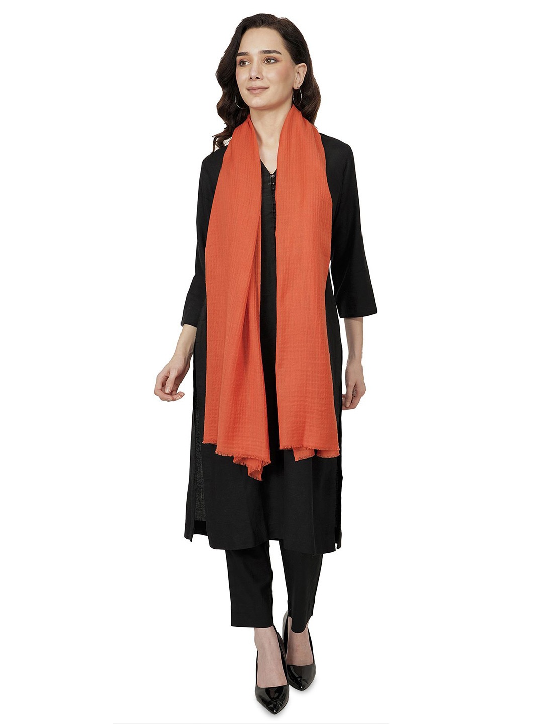 

Rhe-Ana Women Soft Ethnic Stole, Orange