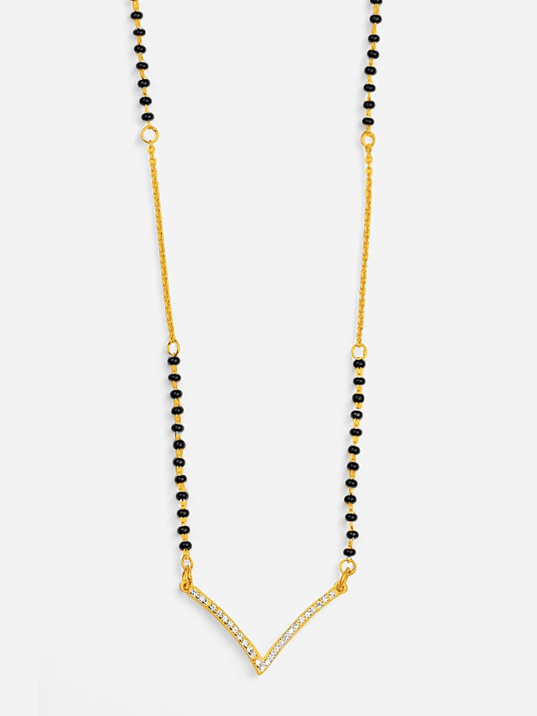 

Trisu Gold-Plated 925 Sterling Silver Stone Studded & Beaded Mangalsutra