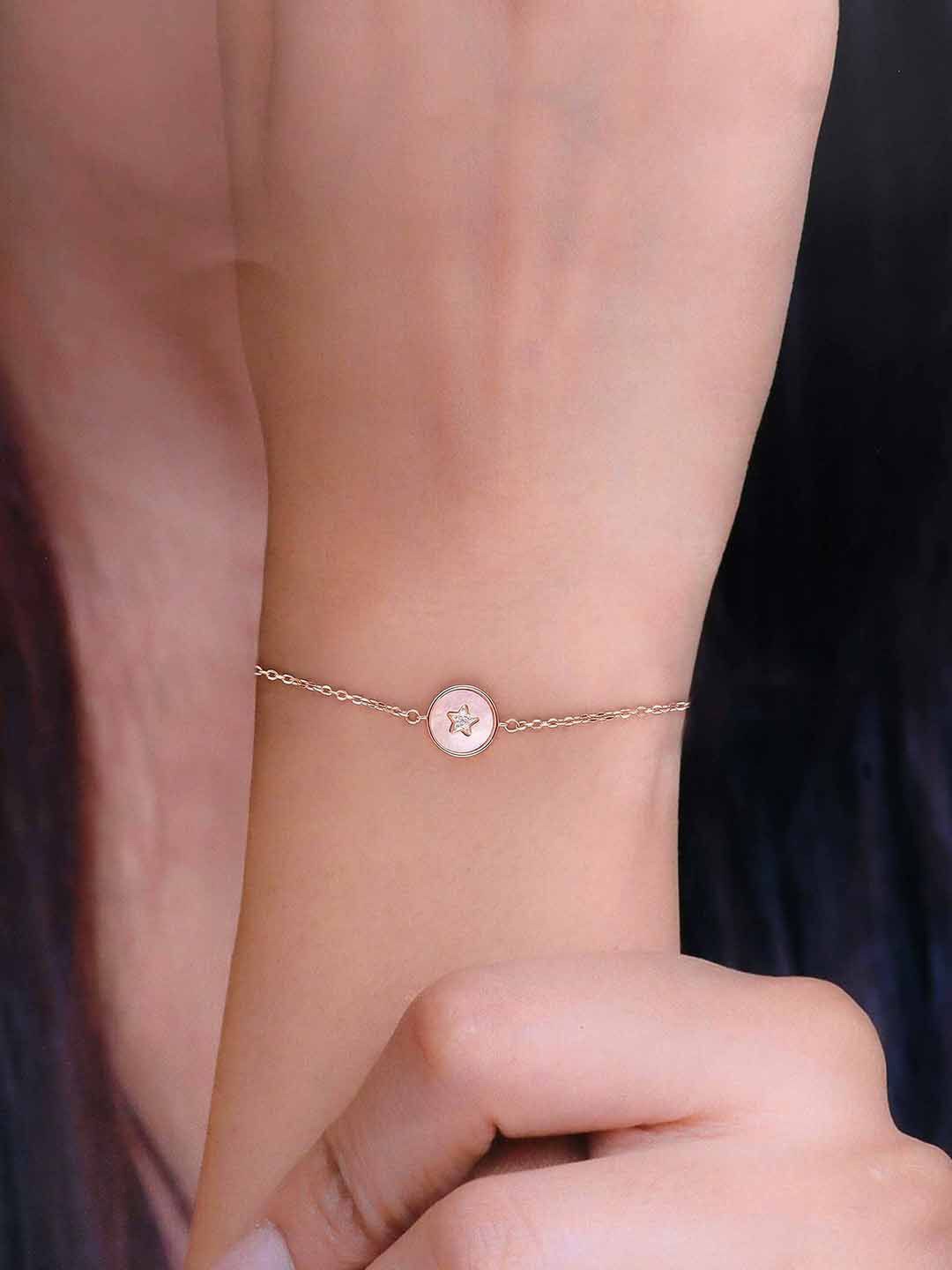 

KAI JEWEL Rose Gold Plated 92.5 Sterling Silver Cubic Zirconia Link Bracelet