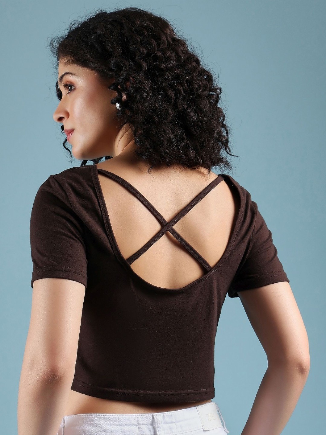 

DressBerry Women Solid Round Neck Cotton T-Shirt, Brown