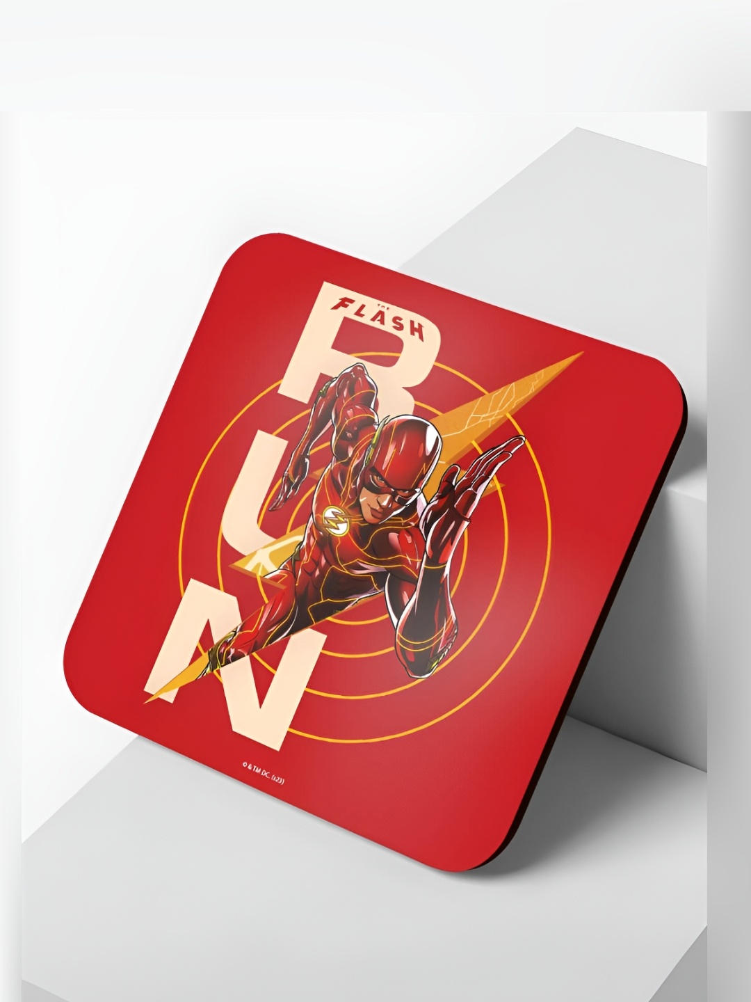 

macmerise Red & Cream-Colored Printed Wooden Square Coasters