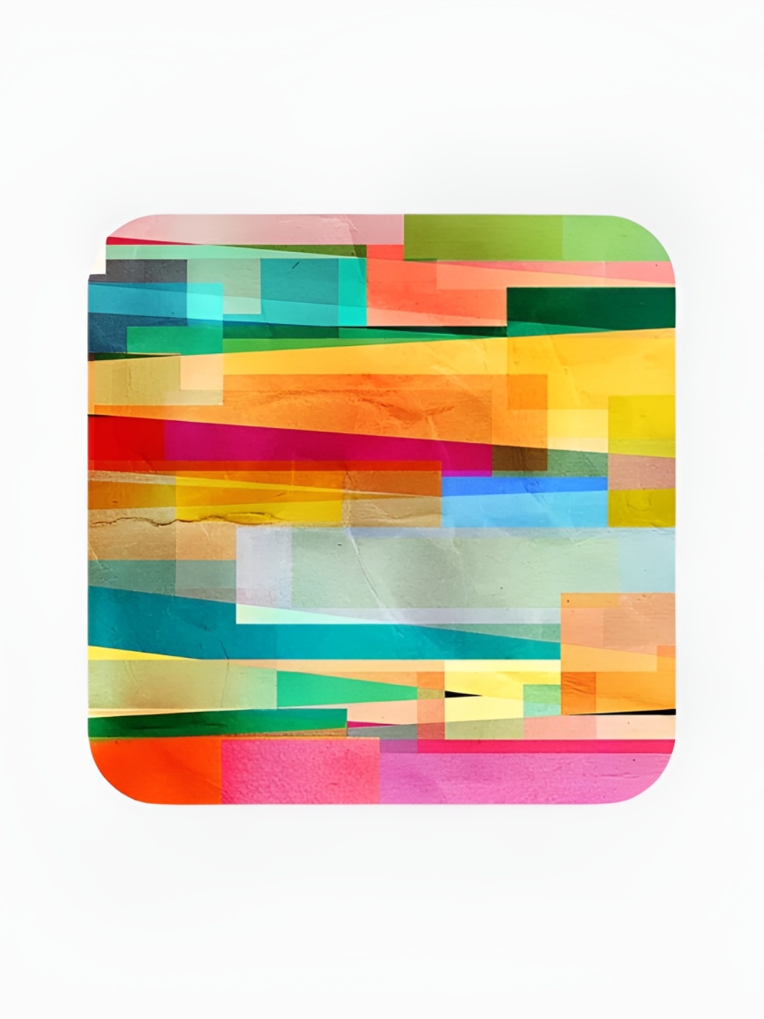 

macmerise Pink & Yellow Printed Abstract Fusion Wooden Coaster