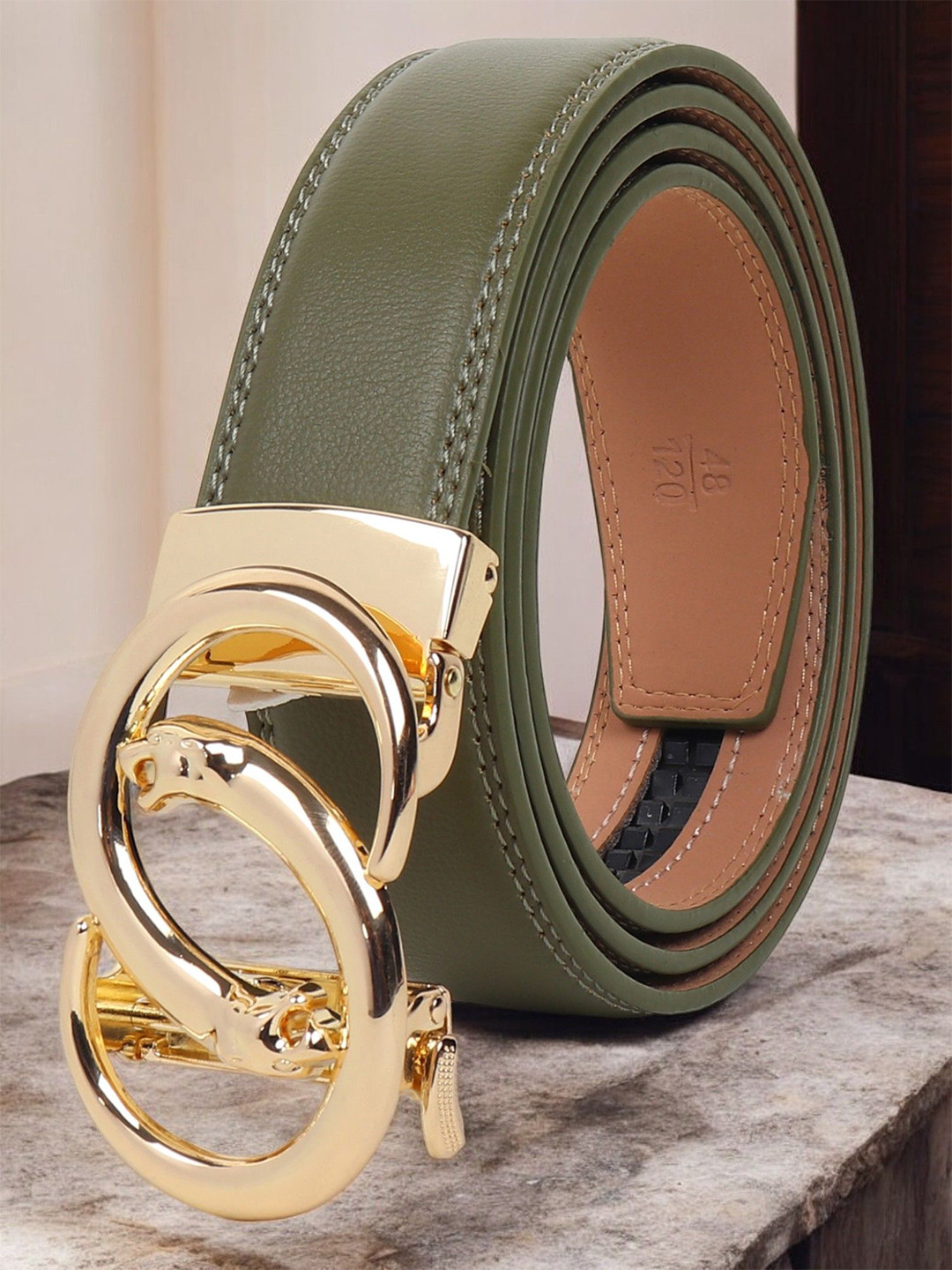 

ZORO Men Leather Formal Belt, Green