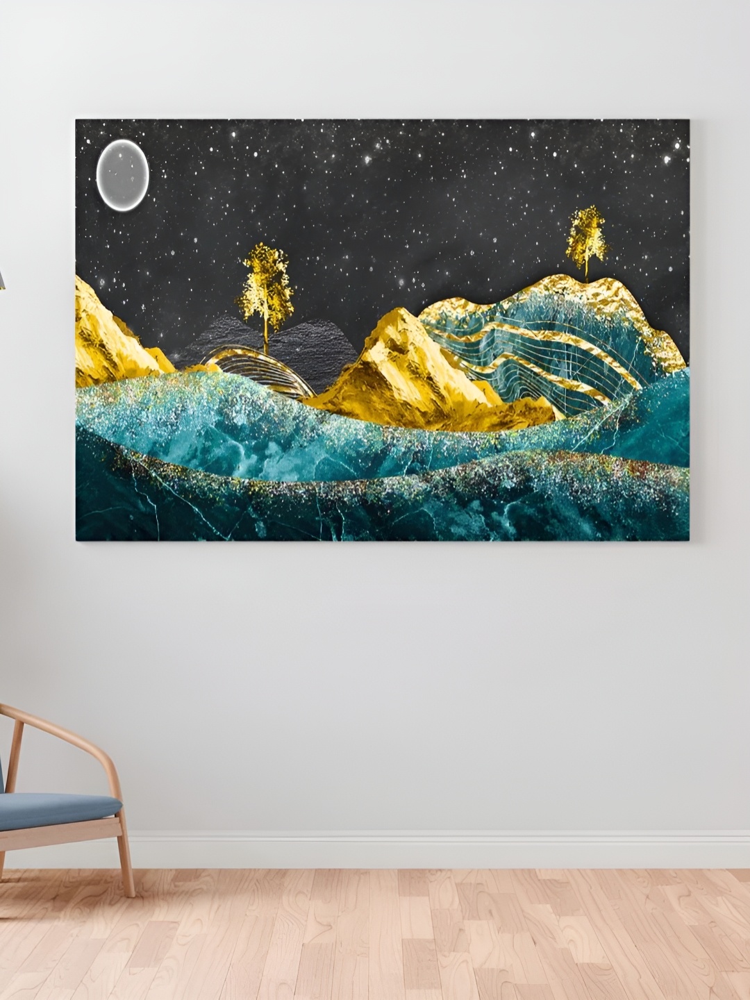 

CLAWCRAFTS Blue & Black Wooden Wall Paintings